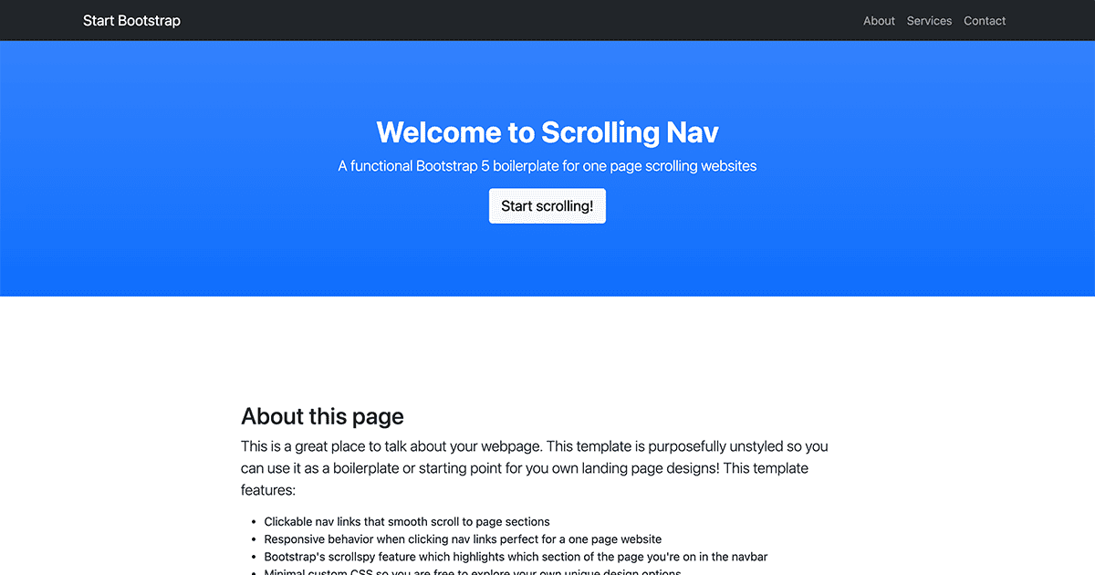 Scrolling Nav - One Page Scrolling Bootstrap Template - Start Bootstrap