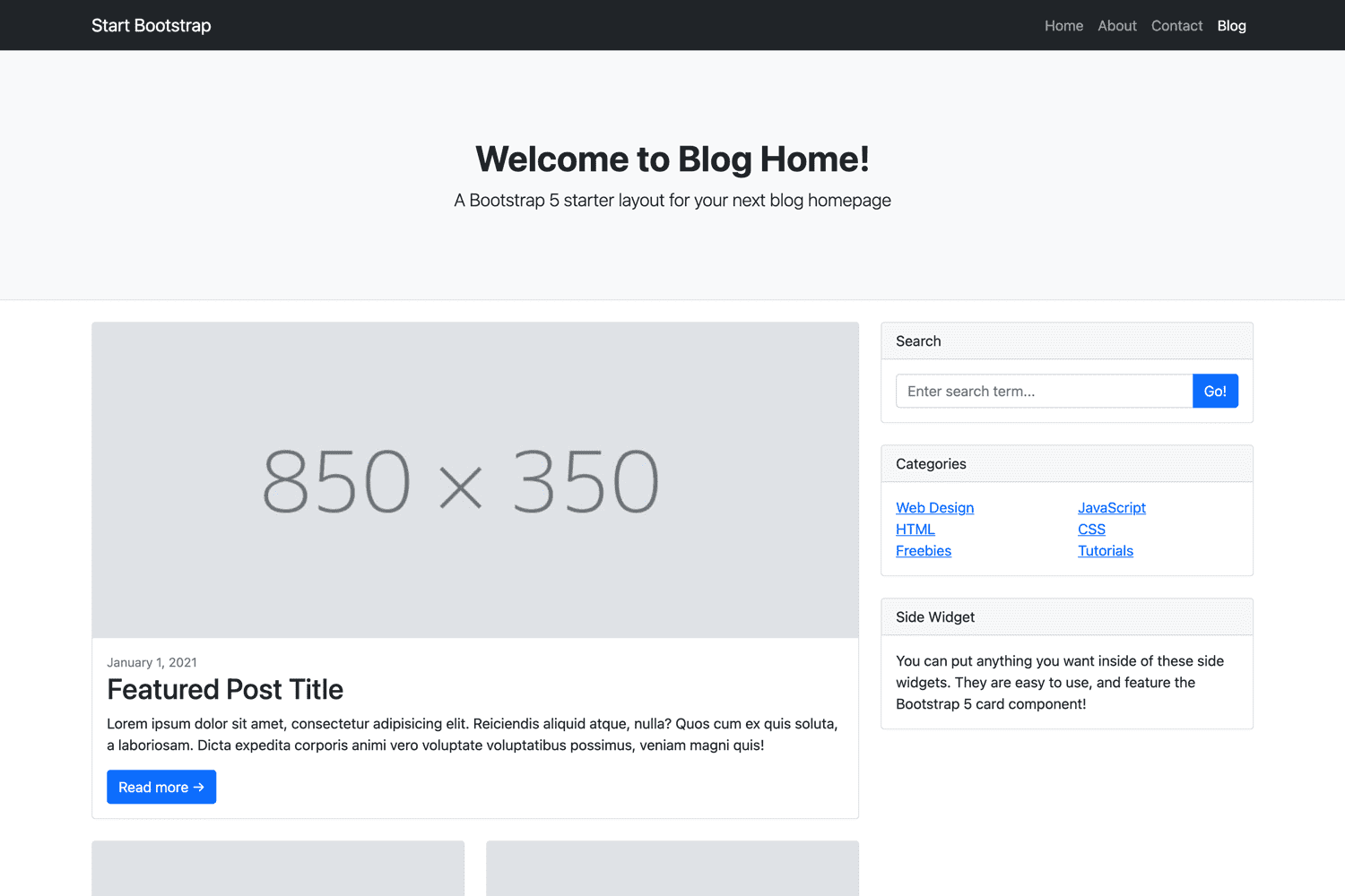 Stunning Bootstrap HTML Template for Blogs