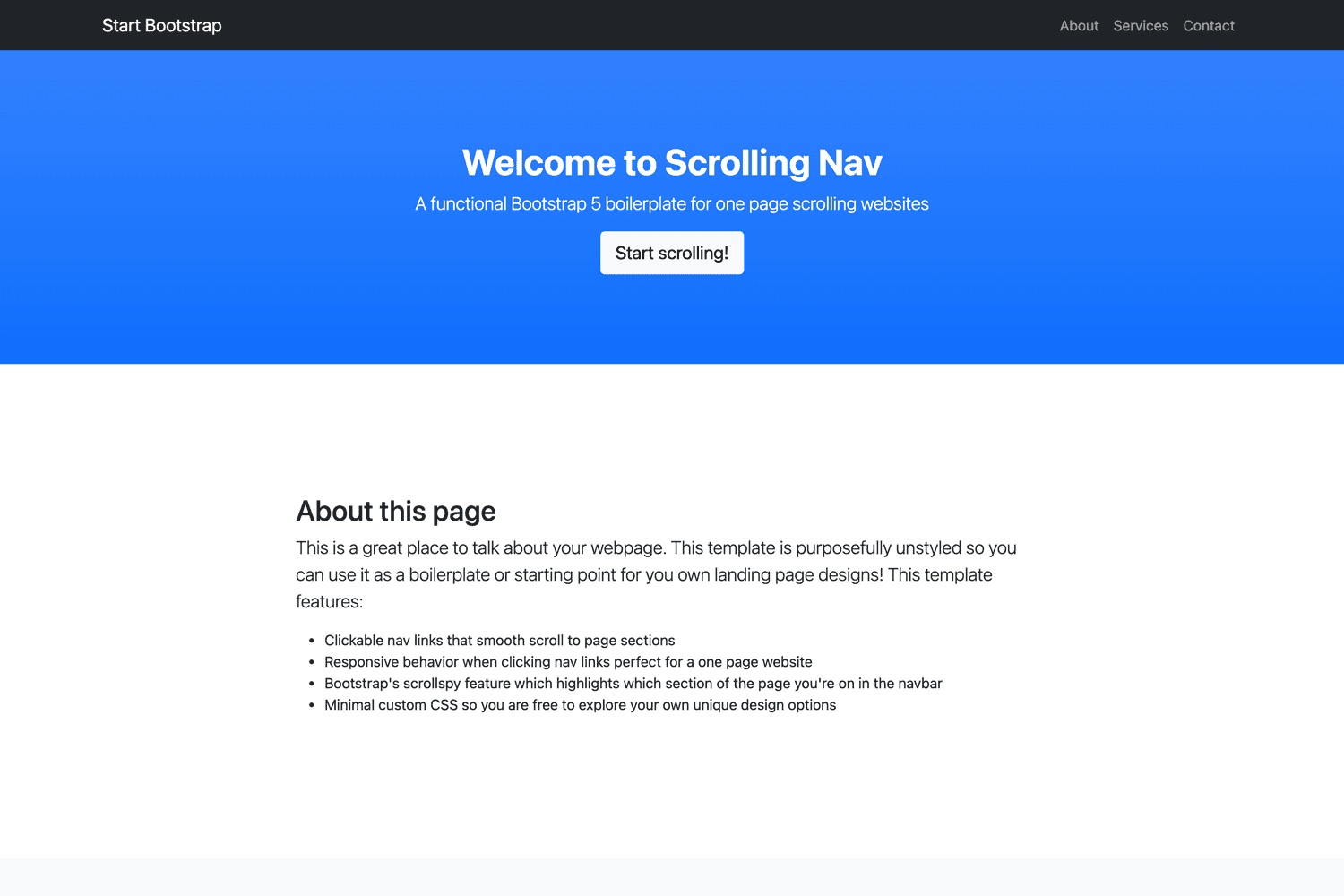 Scrolling Nav - One Page Scrolling Bootstrap Template - Start For Free Css Navigation Menu Templates